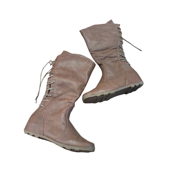 New Tall Flat Brown Boots size 8.5 by Top Moda - Picture 1 of 5